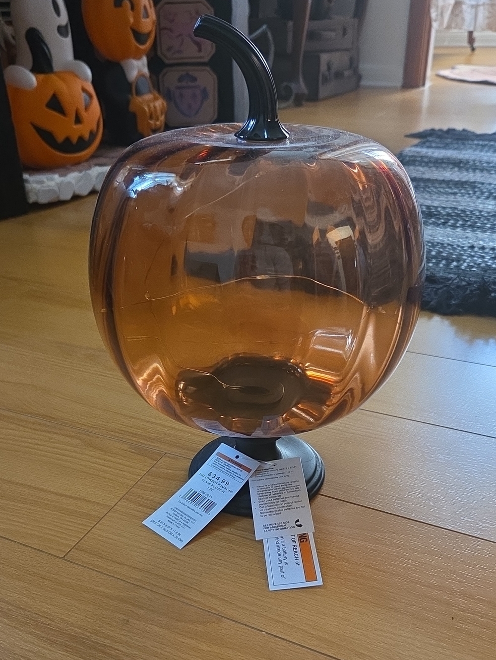Place and Time (Joann Fabrics) Light Up Amber Plastic Pumpkin, NWT